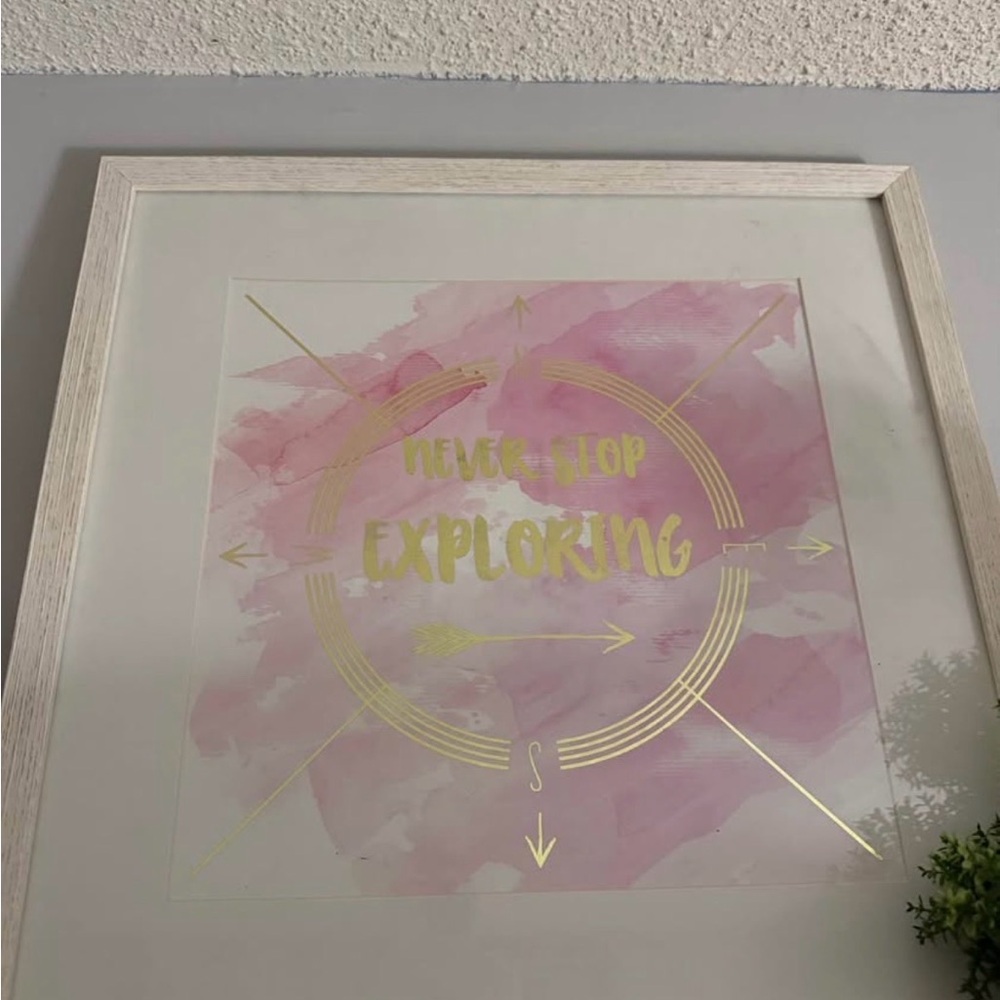 Gold & Pink 'Never Stop Exploring' Wall Art
